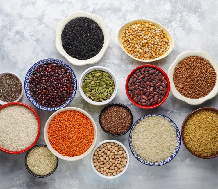 Superfoods, seeds and grains for vegan and vegetarian eating. Cl Superfoods, seeds and grains for vegan and vegetarian eating. Cl